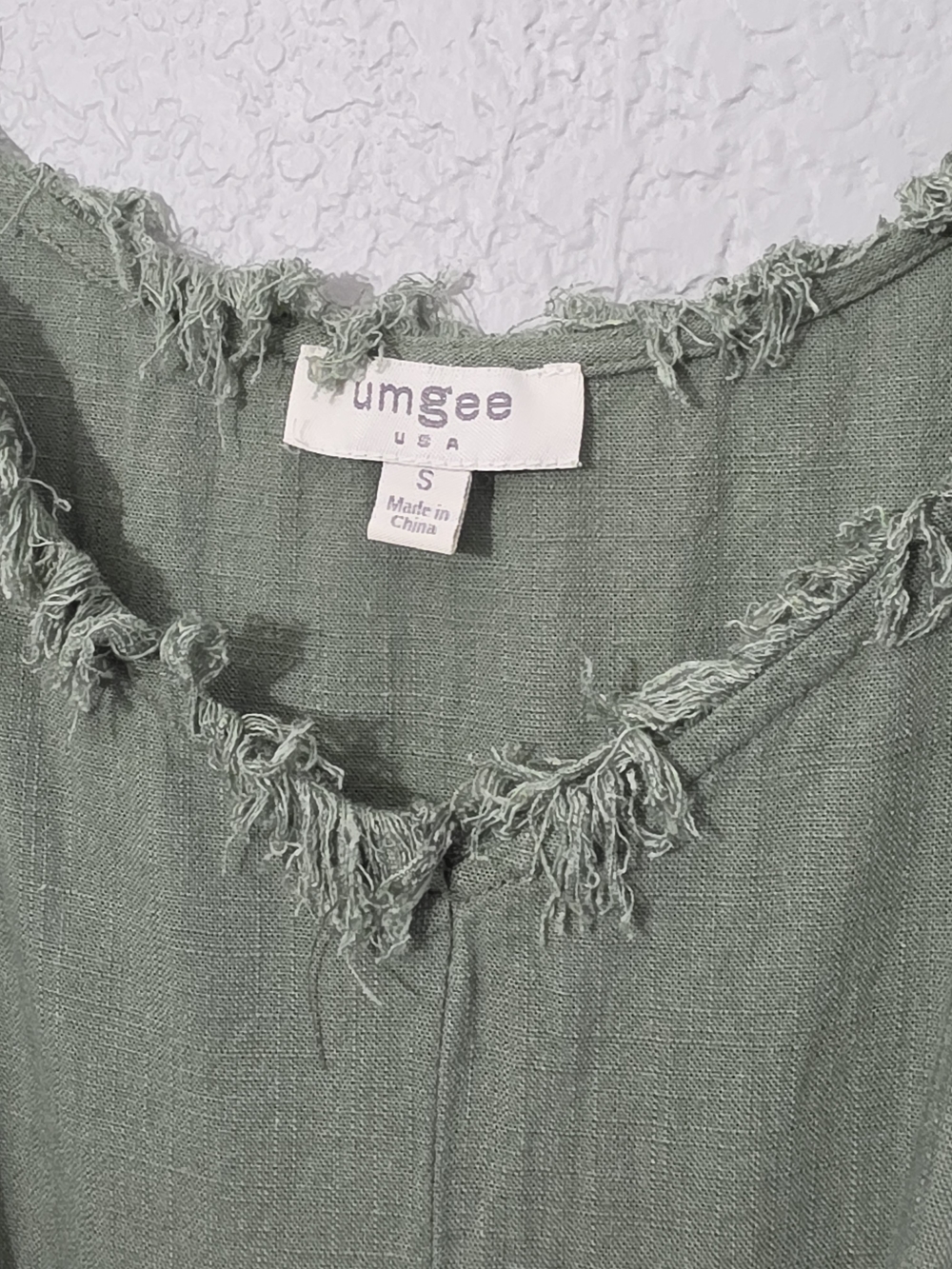 Umgee Olive Green Linen Blend Fringe-Trim Tie-Front Camisole Tank Womens Small - Picture 5 of 8